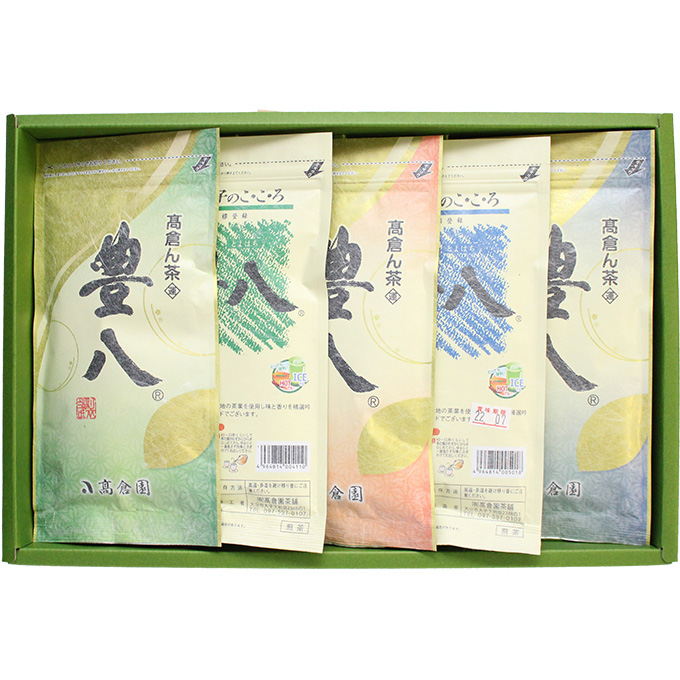 豊八® 平袋【5本 詰合せ】和紙（緑 100g × 2本、赤 100g × 1本、青 100g × 2本）