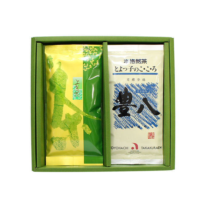 豊八® ・高倉ん茶 平袋【2本 詰合せ】豊八® アルミ・青 100g × 1本、高倉ん茶【上煎茶】平袋 100g × 1本